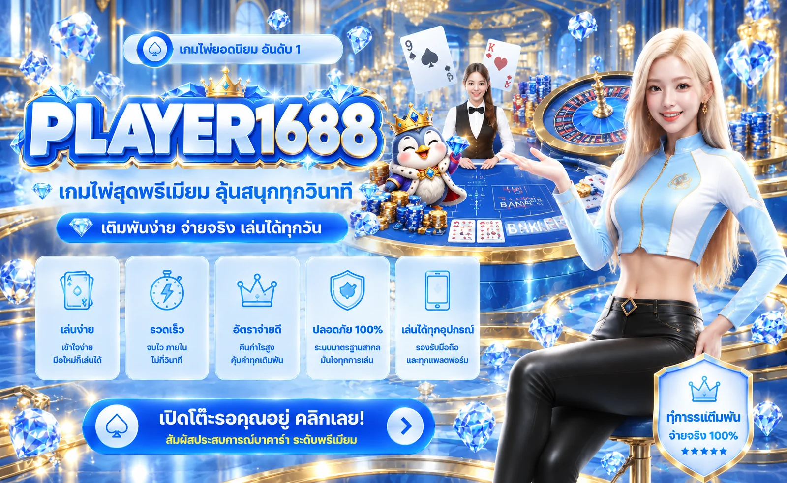 PLAYER1688 คาสิโนสด คู่มือบาคาร่า รูเล็ต และเกมโต๊ะ